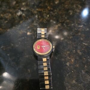 Vintage Ferrari Black and Gold Watch